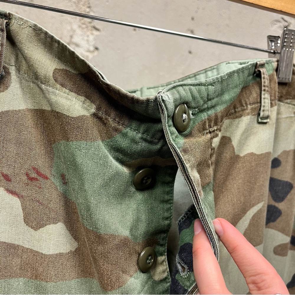 Y2K Military Issued Camo Baggy Cargo Adjustable Canvas Pants Large Regular 38x31 - Picture 2 of 6